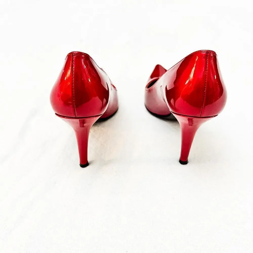 Stuart Weitzman Red Patent Leather Pointy Toe Pump 3